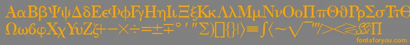 フォントEisagogreekssk – オレンジの文字は灰色の背景にあります。