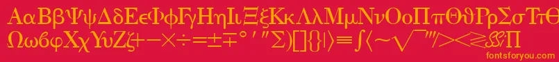 Eisagogreekssk Font – Orange Fonts on Red Background