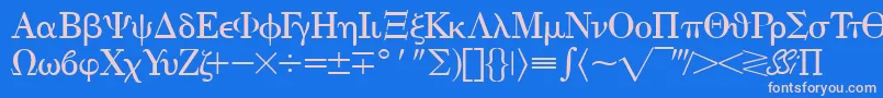 フォントEisagogreekssk – ピンクの文字、青い背景