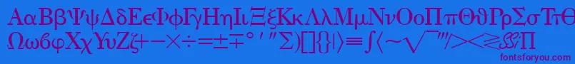 Шрифт Eisagogreekssk – фиолетовые шрифты на синем фоне