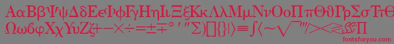 フォントEisagogreekssk – 赤い文字の灰色の背景