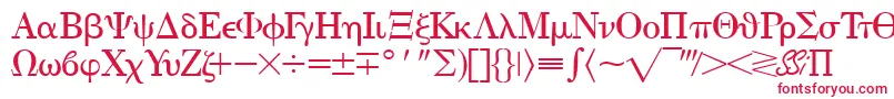 フォントEisagogreekssk – 白い背景に赤い文字