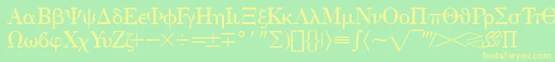 Eisagogreekssk Font – Yellow Fonts on Green Background