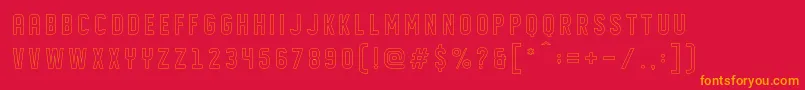 Fonte DISPLAYED outline – fontes laranjas em um fundo vermelho