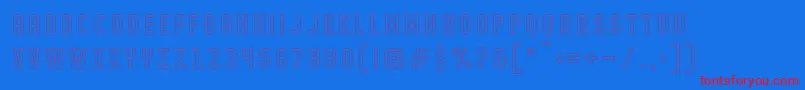 DISPLAYED outline-Schriftart – Rote Schriften auf blauem Hintergrund