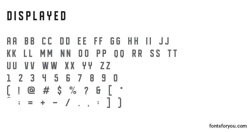A fonte DISPLAYED – alfabeto, números, caracteres especiais