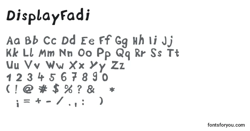 Шрифт DisplayFadi – алфавит, цифры, специальные символы