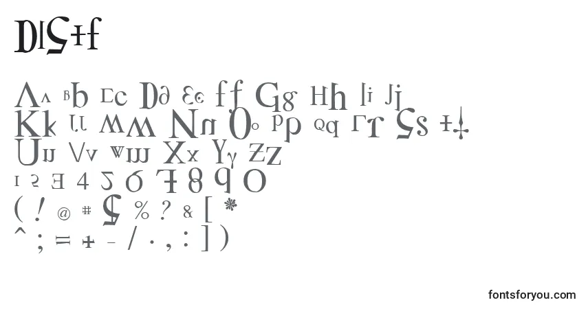 Czcionka DISTF    (125217) – alfabet, cyfry, specjalne znaki