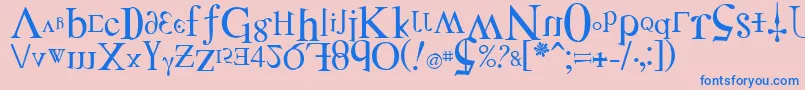 フォントDISTF    – ピンクの背景に青い文字