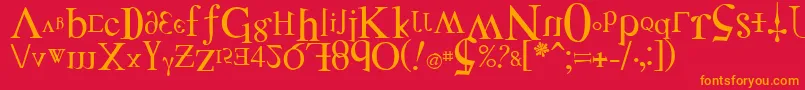 DISTF    Font – Orange Fonts on Red Background