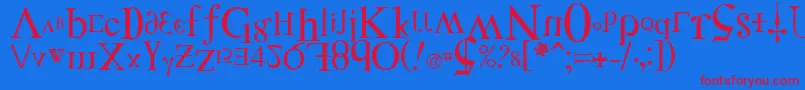 DISTF    Font – Red Fonts on Blue Background