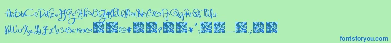 フォントDistinguished – 青い文字は緑の背景です。
