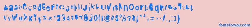 Distraught Font – Blue Fonts on Pink Background