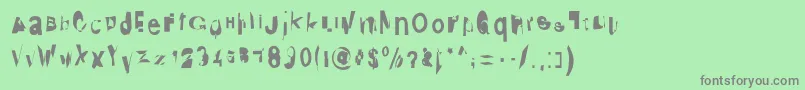 フォントDistraught – 緑の背景に灰色の文字