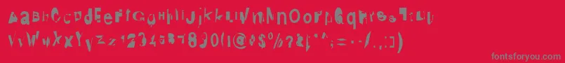 フォントDistraught – 赤い背景に灰色の文字