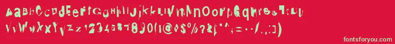 フォントDistraught – 赤い背景に緑の文字