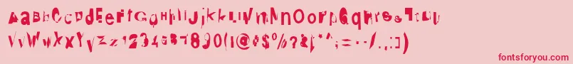 フォントDistraught – ピンクの背景に赤い文字