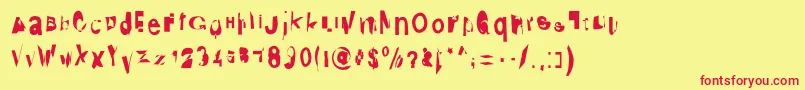 Distraught Font – Red Fonts on Yellow Background