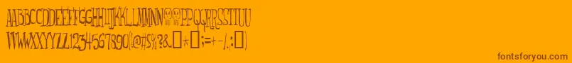 Monsterfreak-Schriftart – Braune Schriften auf orangefarbenem Hintergrund