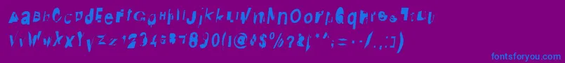 DistraughtIta-Schriftart – Blaue Schriften auf violettem Hintergrund
