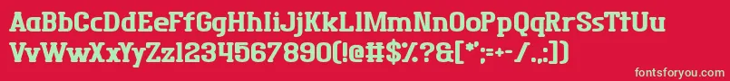 District Four Font – Green Fonts on Red Background