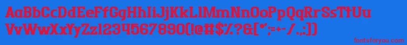 District Four Font – Red Fonts on Blue Background