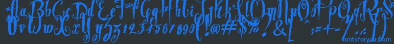 Dite Alla Giovine Font – Blue Fonts on Black Background