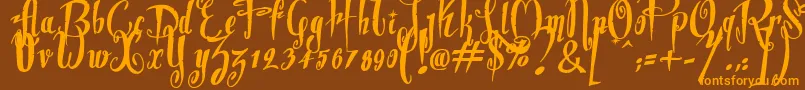 Dite Alla Giovine Font – Orange Fonts on Brown Background