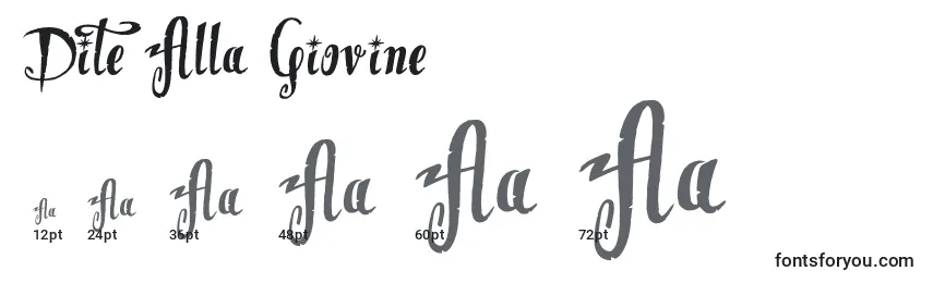 Размеры шрифта Dite Alla Giovine