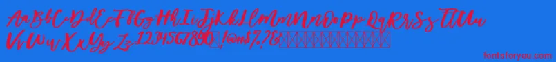 DiveilScriptFree-Schriftart – Rote Schriften auf blauem Hintergrund