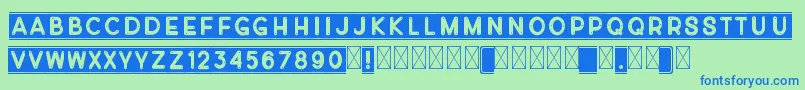 Diverplate-Schriftart – Blaue Schriften auf grünem Hintergrund
