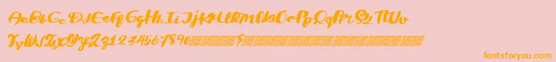 DivideConquer-Schriftart – Orangefarbene Schriften auf rosa Hintergrund