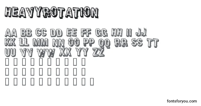 Czcionka HeavyRotation – alfabet, cyfry, specjalne znaki
