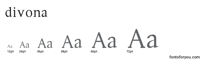 Размеры шрифта Divona   (125230)