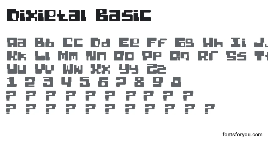 Schriftart Dixietal Basic – Alphabet, Zahlen, spezielle Symbole