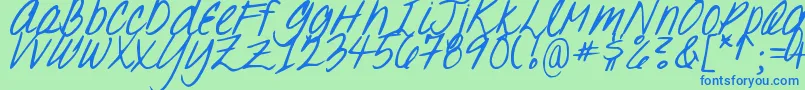 DJB Oh, Suzannah Font – Blue Fonts on Green Background