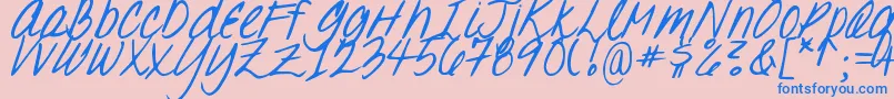 DJB Oh, Suzannah Font – Blue Fonts on Pink Background