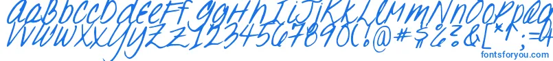 DJB Oh, Suzannah-Schriftart – Blaue Schriften auf weißem Hintergrund