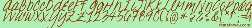 DJB Oh, Suzannah Font – Brown Fonts on Green Background
