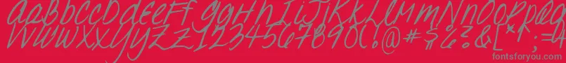 DJB Oh, Suzannah Font – Gray Fonts on Red Background