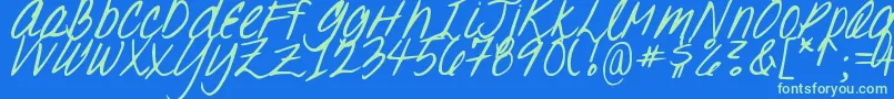 DJB Oh, Suzannah Font – Green Fonts on Blue Background