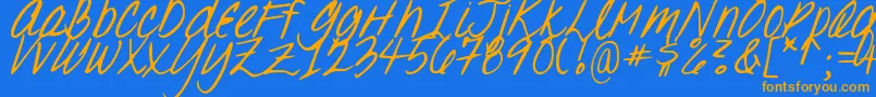 DJB Oh, Suzannah Font – Orange Fonts on Blue Background