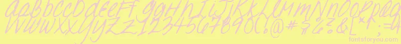 DJB Oh, Suzannah Font – Pink Fonts on Yellow Background