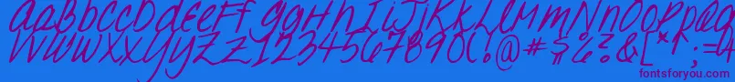 DJB Oh, Suzannah Font – Purple Fonts on Blue Background