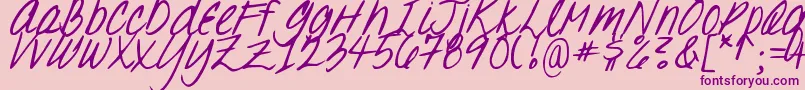 DJB Oh, Suzannah Font – Purple Fonts on Pink Background