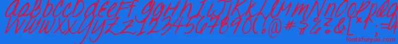 DJB Oh, Suzannah Font – Red Fonts on Blue Background