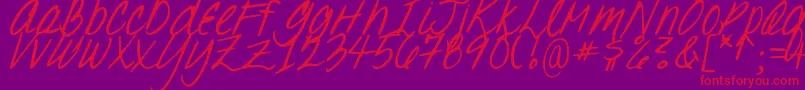 DJB Oh, Suzannah Font – Red Fonts on Purple Background