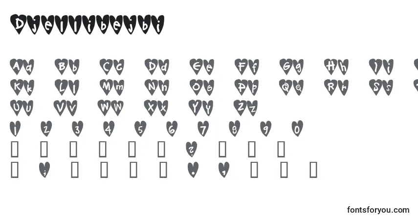 Schriftart Djellibejbi (125236) – Alphabet, Zahlen, spezielle Symbole