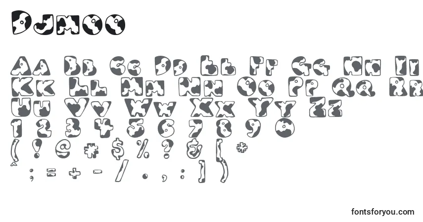 A fonte Djmoo (125237) – alfabeto, números, caracteres especiais