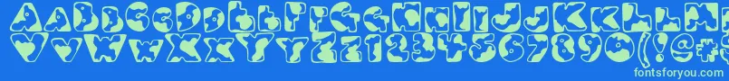 Djmoo Font – Green Fonts on Blue Background